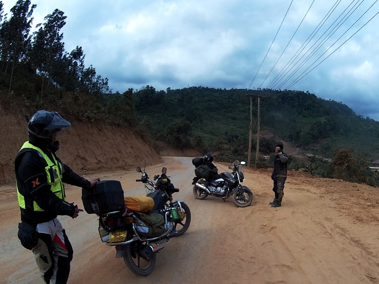 Stevie on the motorbike through Laos