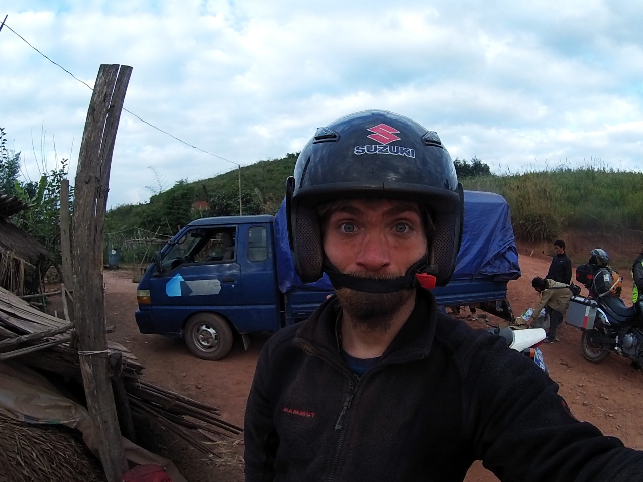 Stevie on the motorbike through Laos