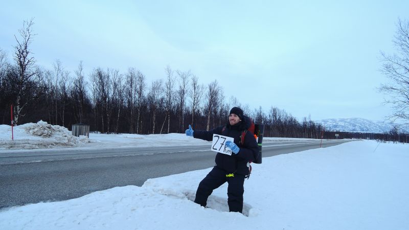 Winter hitchhiking in Norway
