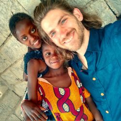 With kids in Senegal